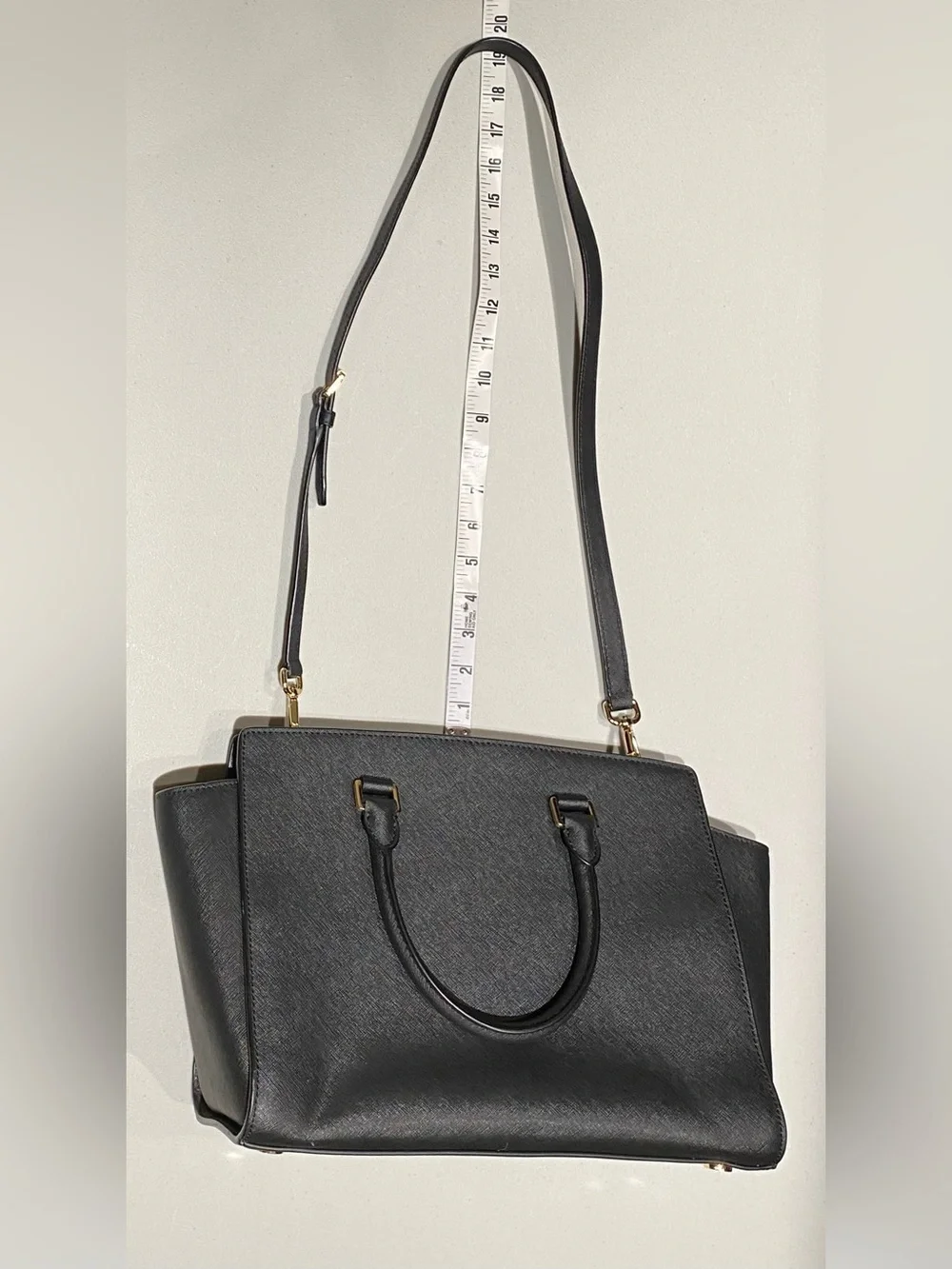 Michal Kors Black Saffiano Leather Selma Structured Satchel, NWT